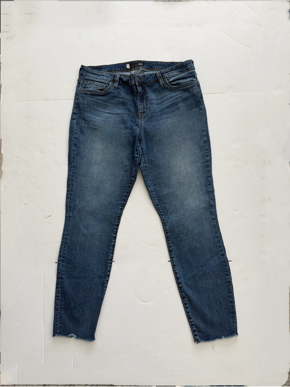 KUT from the Kloth Jeans Women's Size 16 Blue Denim Raw Hem Ankle Pants